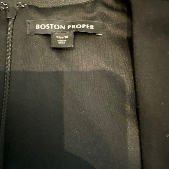 Boston Proper Black Square Neck Short Sleeve Sheath Dress Size 14 - Picture 6 of 8